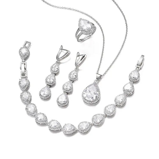Ensemble Bijoux Goutte d'Eau Collier Long Boucles Bague Bracelet - BMYANY