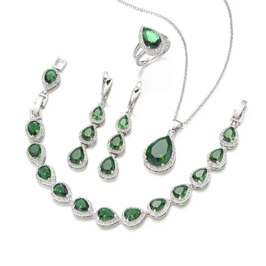Ensemble Bijoux Goutte d'Eau Collier Long Boucles Bague Bracelet - BMYANY