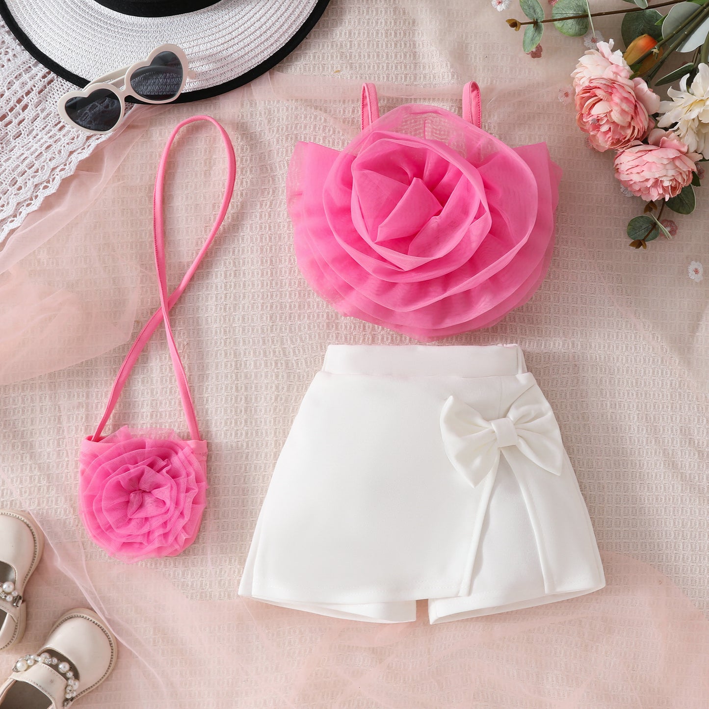 Ensemble Bretelles Fleurs 3D pour Fille - BMYANY