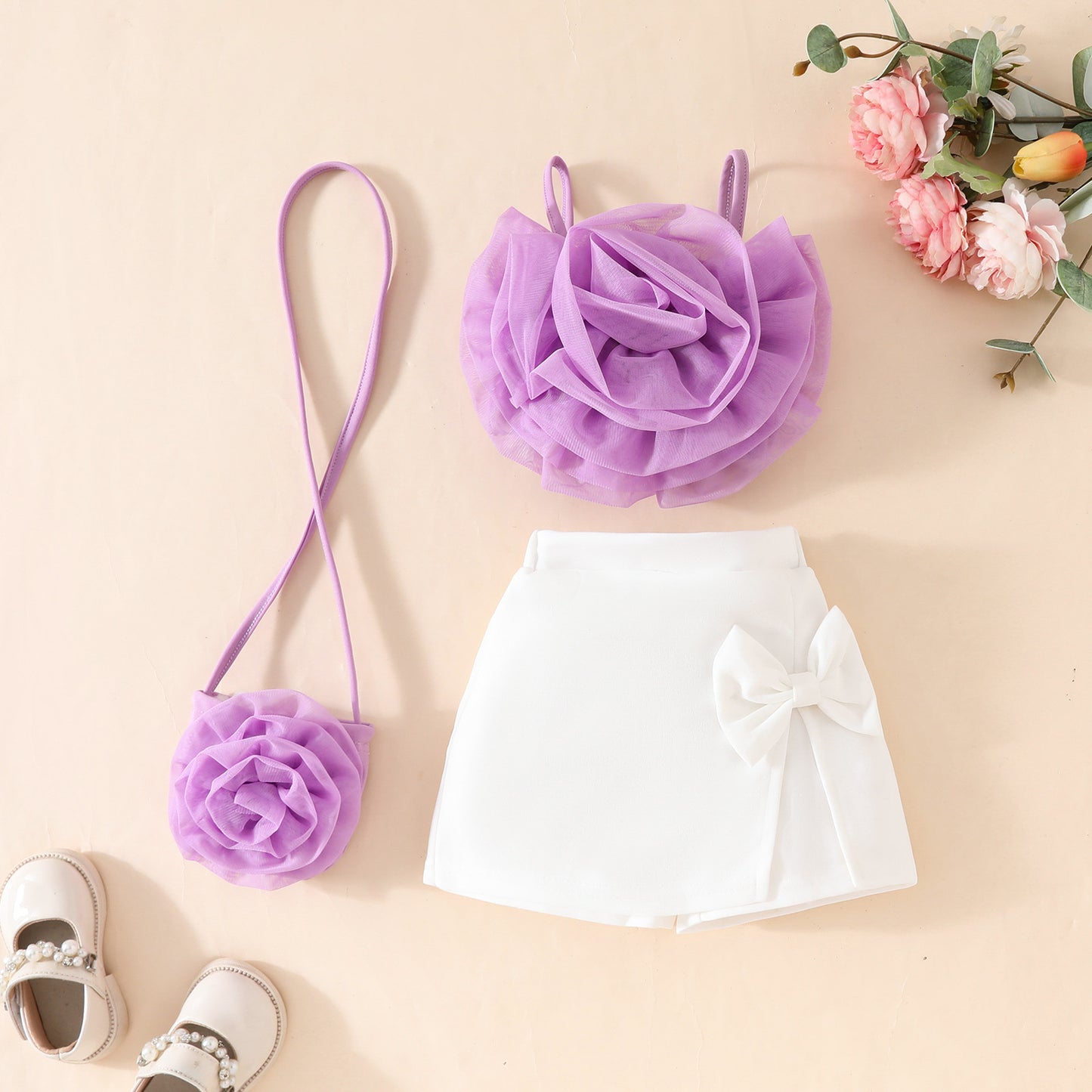 Ensemble Bretelles Fleurs 3D pour Fille - BMYANY
