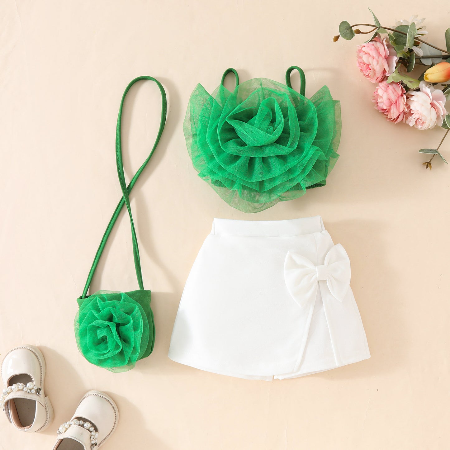 Ensemble Bretelles Fleurs 3D pour Fille - BMYANY