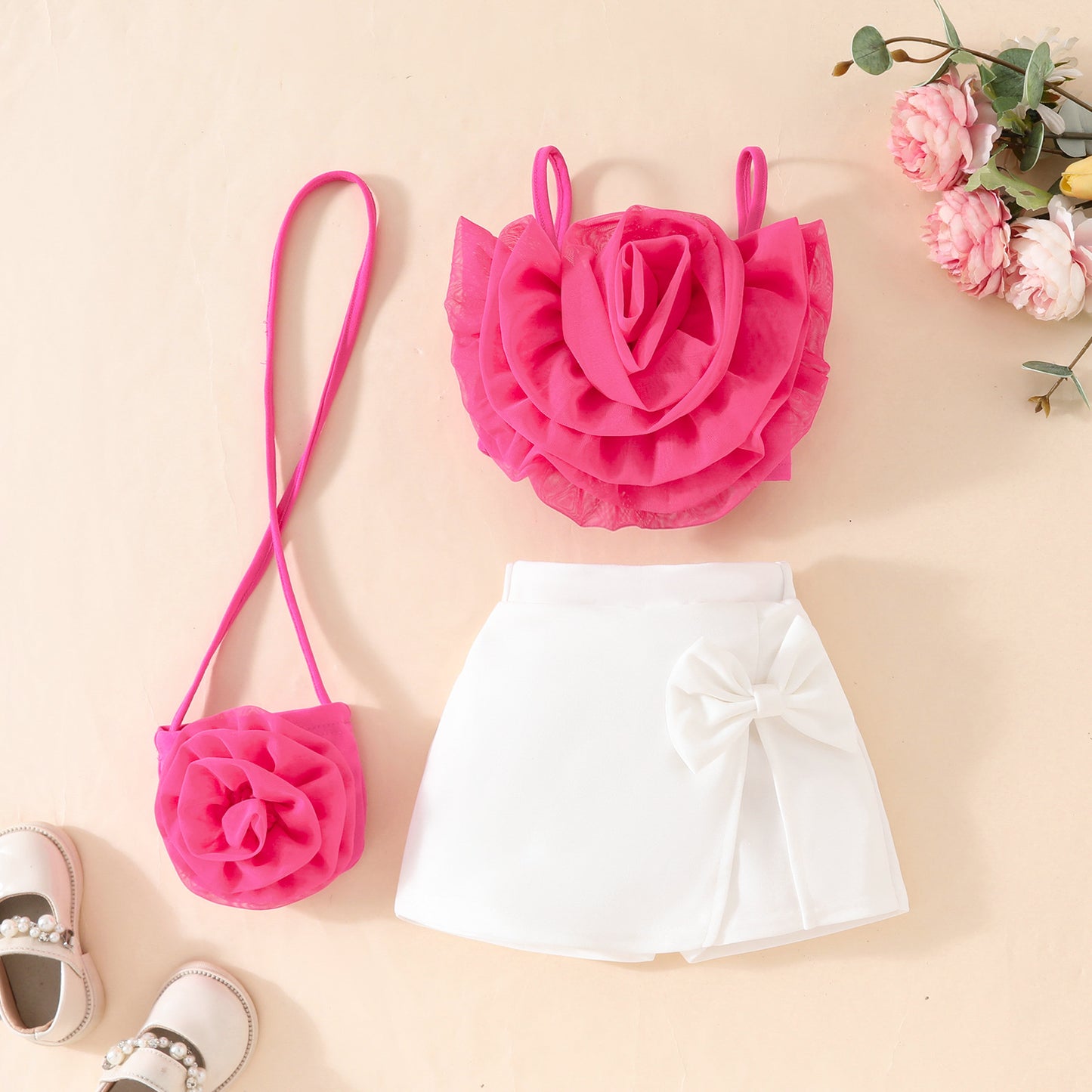 Ensemble Bretelles Fleurs 3D pour Fille - BMYANY