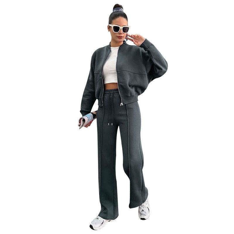 Ensemble Cardigan Zippé Polaire et Pantalon Droit Femme - BMYANY