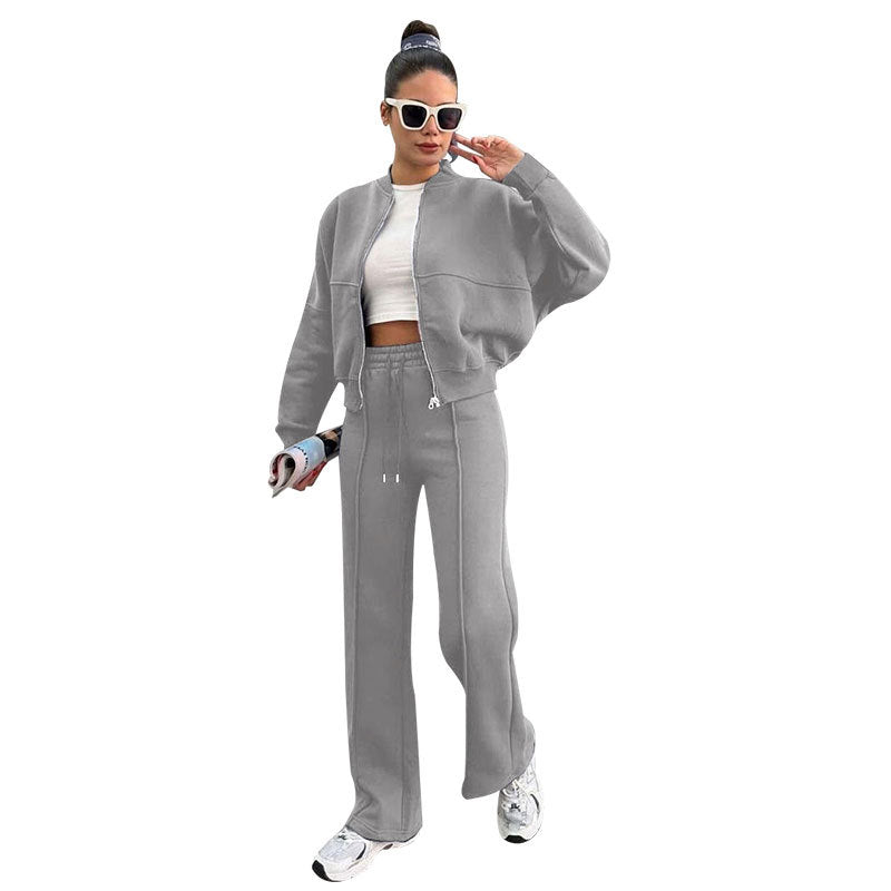 Ensemble Cardigan Zippé Polaire et Pantalon Droit Femme - BMYANY
