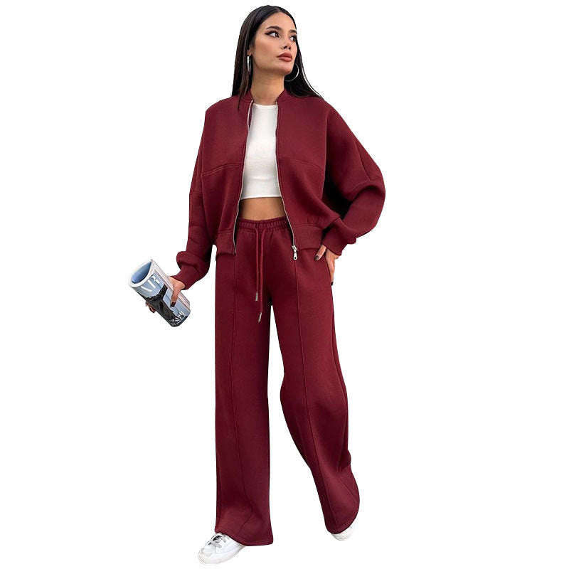 Ensemble Cardigan Zippé Polaire et Pantalon Droit Femme - BMYANY