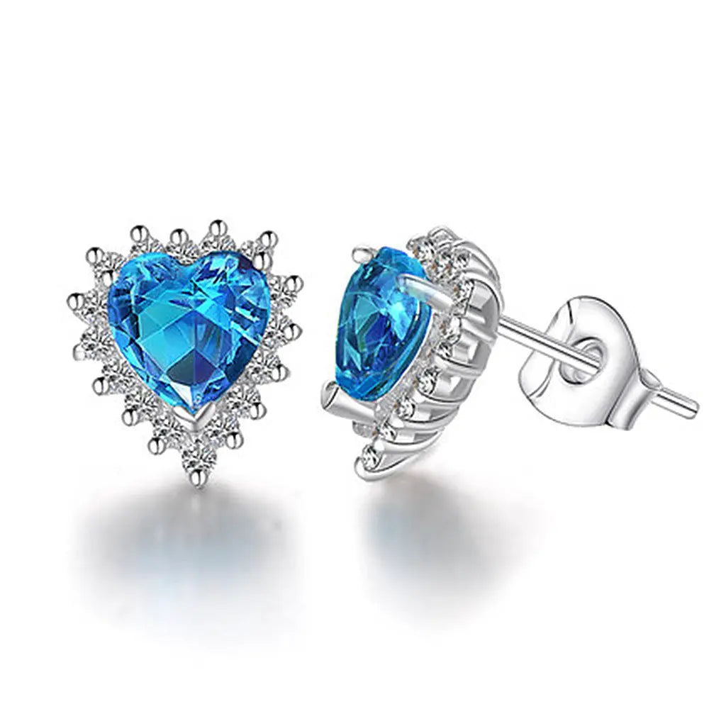Ensemble Collier Bague Boucles d’Oreilles Cœur de l’Océan en Zircon Micro-Serti - BMYANY