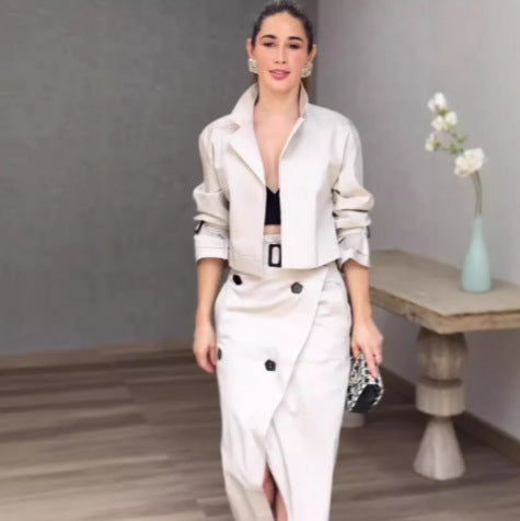 Ensemble Doux Pièces Femme Top Jupe Décontracté Boucle Uni Blanc - BMYANY