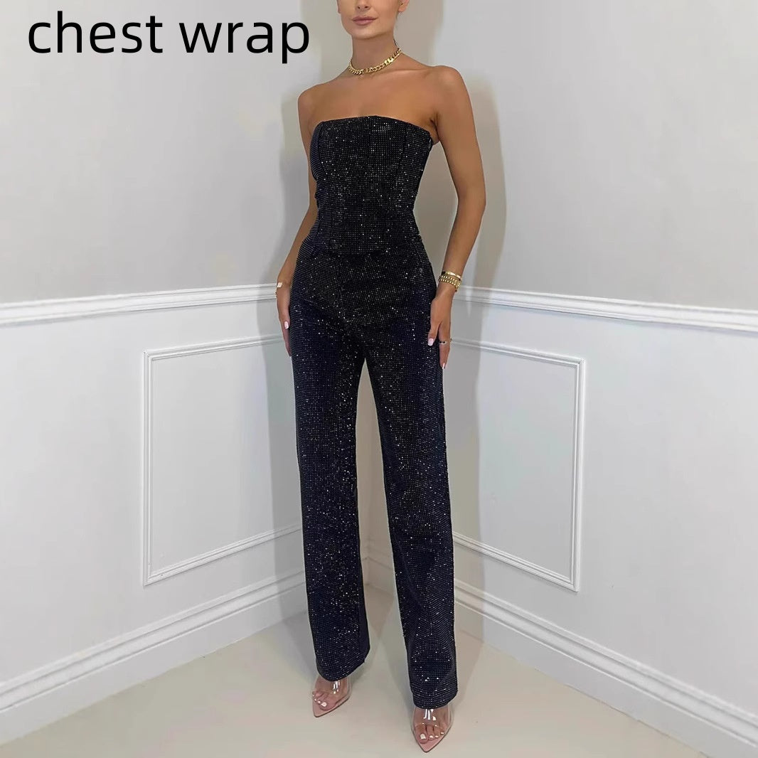 Ensemble Femme Gilet Scintillant et Pantalon Diamant - BMYANY