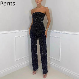 Ensemble Femme Gilet Scintillant et Pantalon Diamant - BMYANY