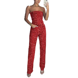 Ensemble Femme Gilet Scintillant et Pantalon Diamant - BMYANY