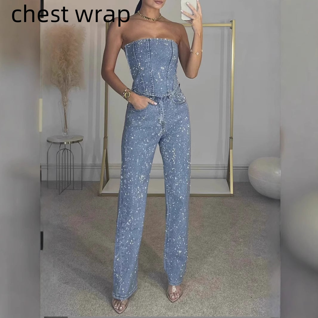 Ensemble Femme Gilet Scintillant et Pantalon Diamant - BMYANY