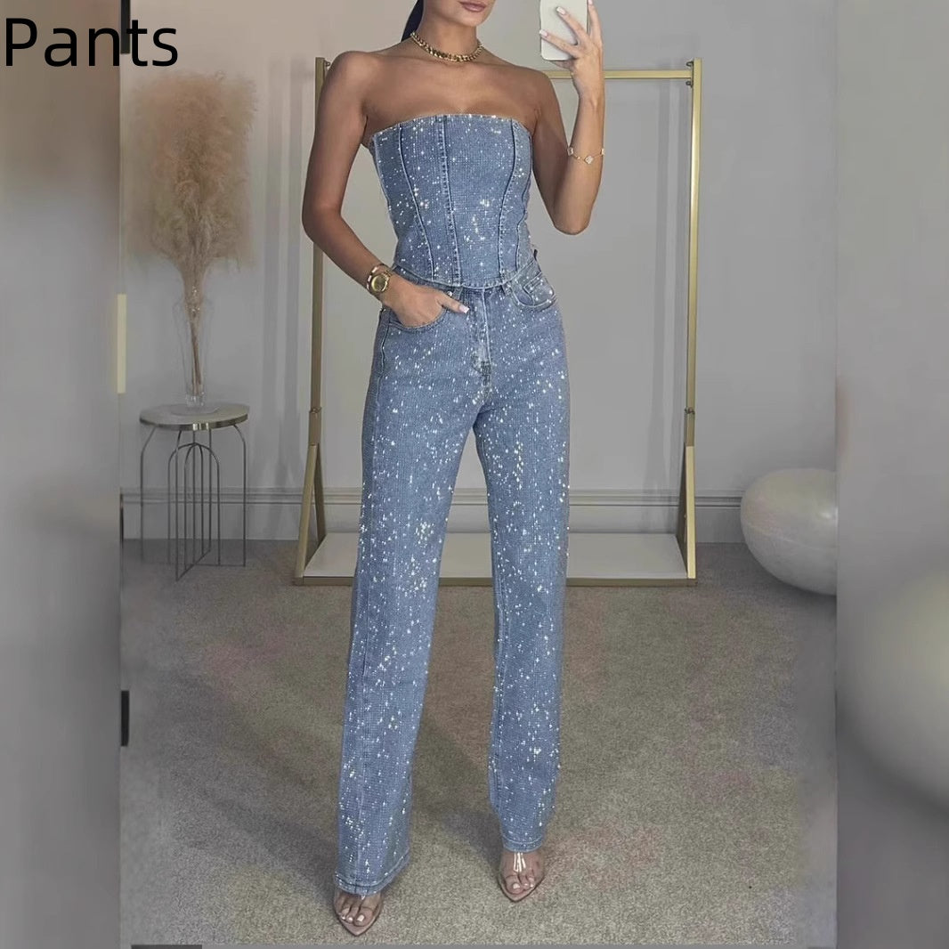 Ensemble Femme Gilet Scintillant et Pantalon Diamant - BMYANY