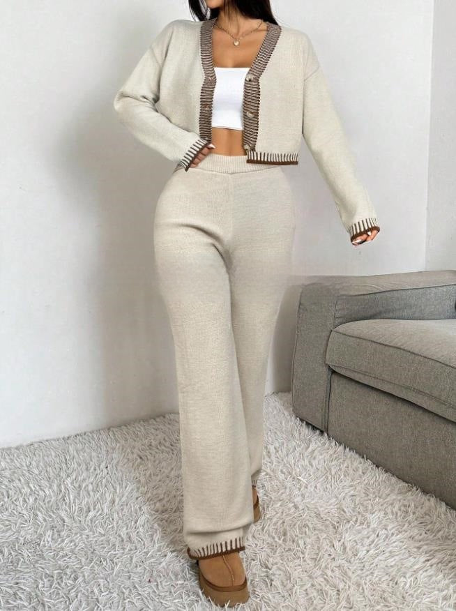Ensemble Femme Haut Col V Blouse et Pantalon - BMYANY