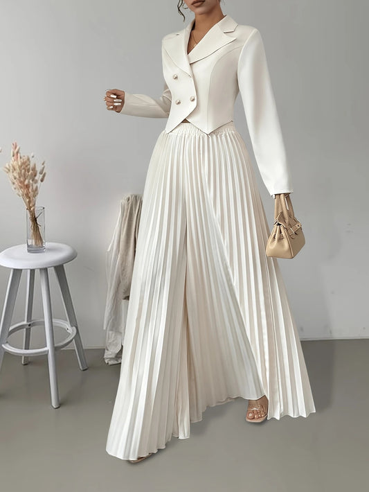 Ensemble Femme Top et Jupe Plissée Manches Longues - BMYANY
