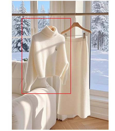 Ensemble Femme Tricot Blanc Pull et Jupe Longue Élégant - BMYANY