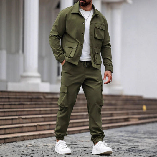 Ensemble Homme Vintage Salopette Multi-Poches Style Vêtements de travail - BMYANY