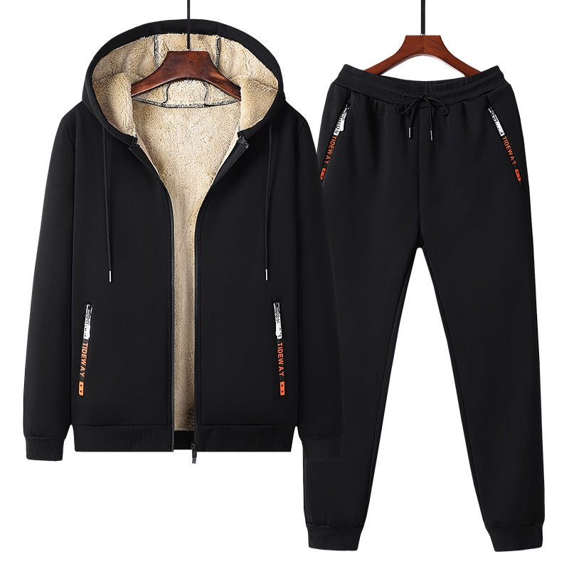 Ensemble Homme hiver deux  pièces épais doublé polaire imitation fourrure - BMYANY