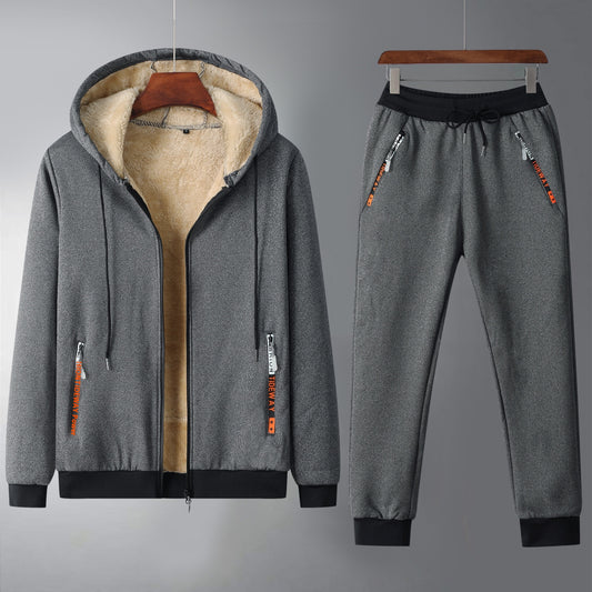Ensemble Homme hiver deux  pièces épais doublé polaire imitation fourrure - BMYANY