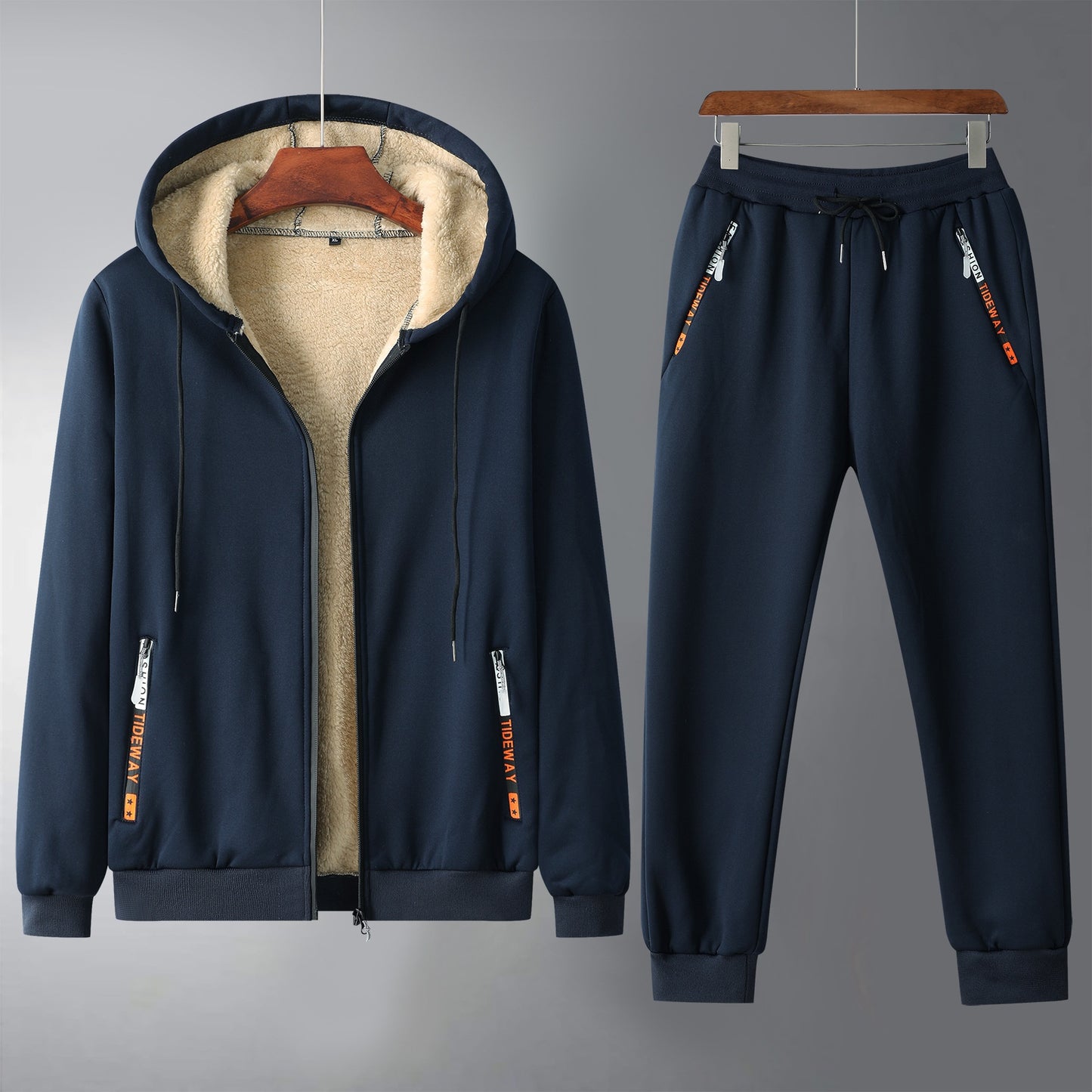 Ensemble Homme hiver deux  pièces épais doublé polaire imitation fourrure - BMYANY