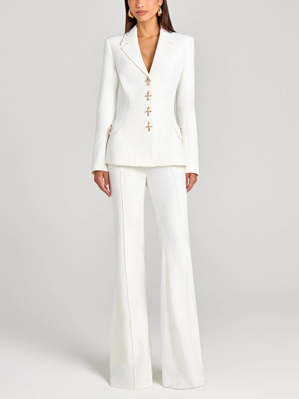 Ensemble Veston et Pantalon Blanc Doux Pièces - Costume Élégant - BMYANY