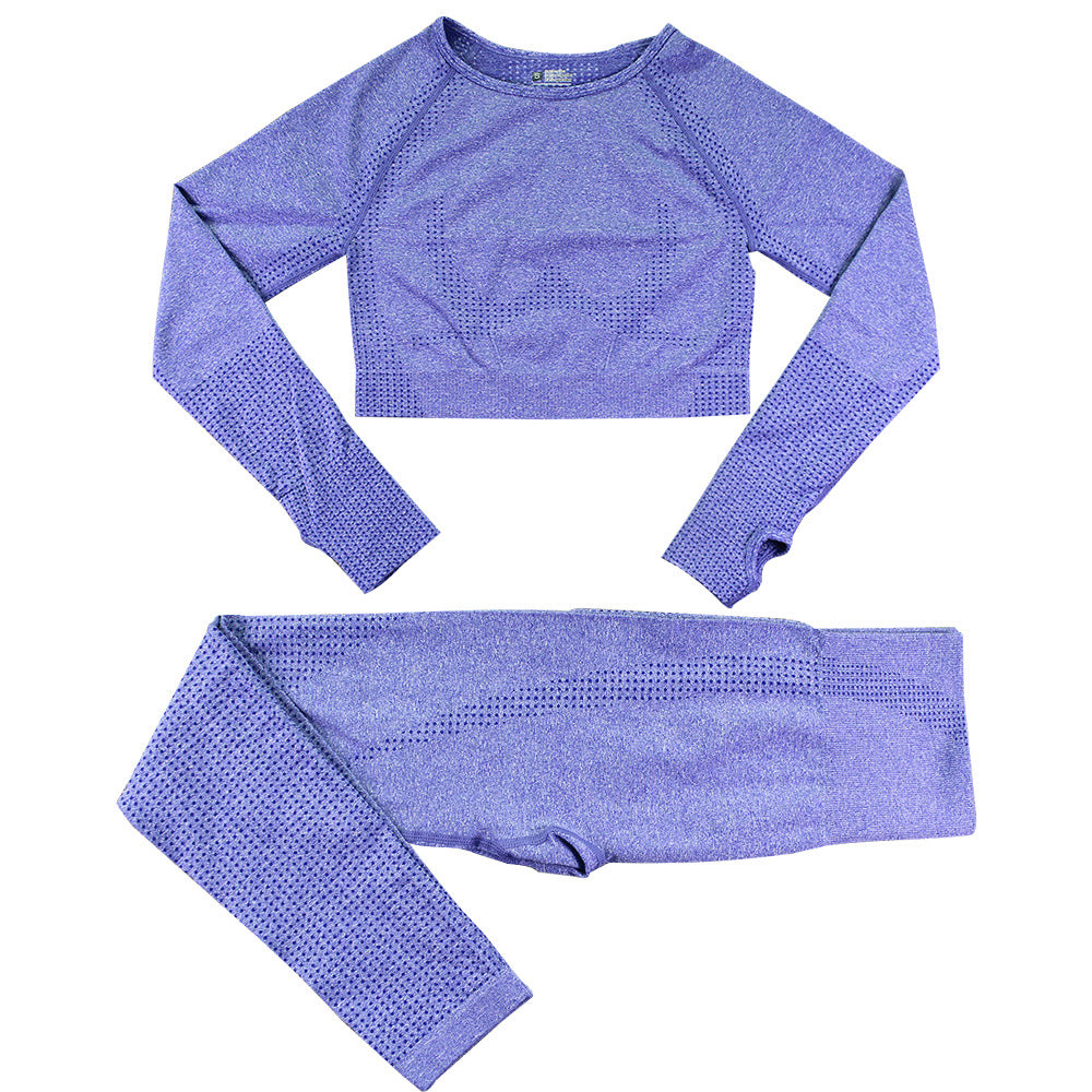 Ensemble Yoga Femme Sans Couture Motif Pois Nylon Stretch - BMYANY