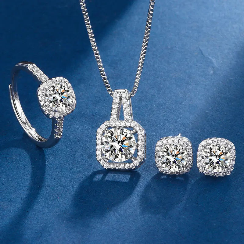 Ensemble Zircon - Collier Pendentif Anneaux Boucles d’Oreilles - BMYANY