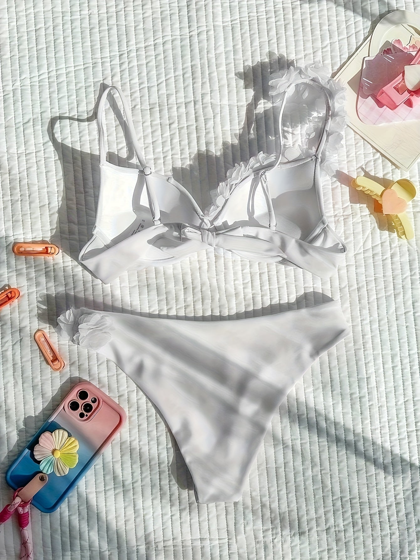 Ensemble bikini femmes 25SS Tendance Été Blanc Fleur - BMYANY