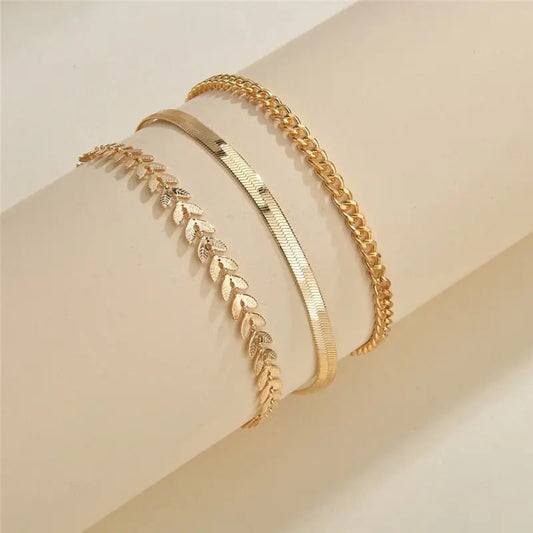 Ensemble de 3 bracelets de cheville simples pour femmes - BMYANY