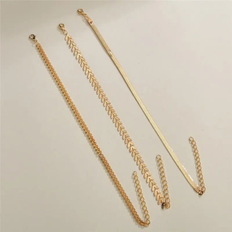 Ensemble de 3 bracelets de cheville simples pour femmes - BMYANY