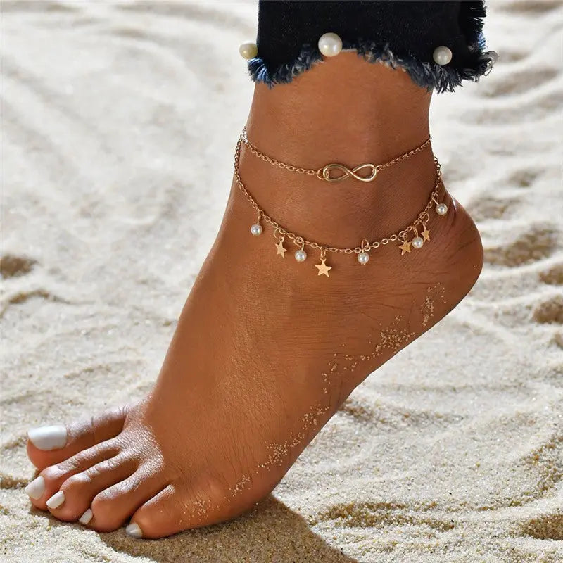 Ensemble de 3 bracelets de cheville simples pour femmes - BMYANY
