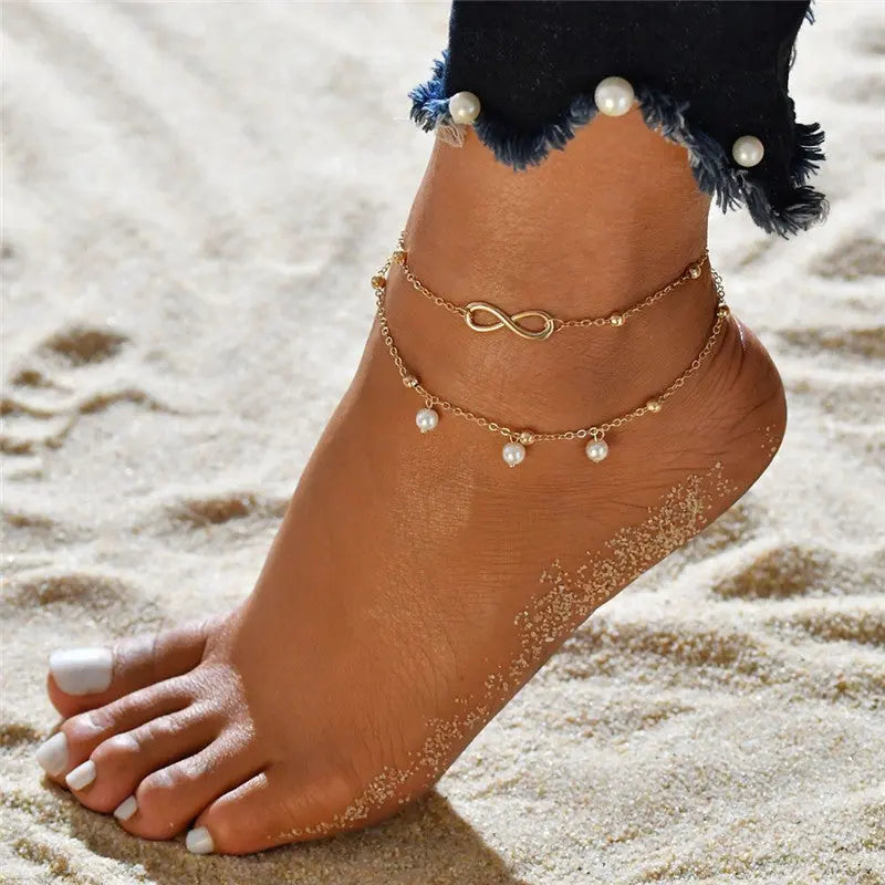 Ensemble de 3 bracelets de cheville simples pour femmes - BMYANY