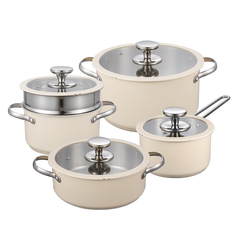 Ensemble de pots à soupe en acier inoxydable 304 double fond à fond céramique - BMYANY