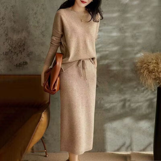 Ensemble deux pièces haut ample et jupe en tricot pour femme - BMYANY