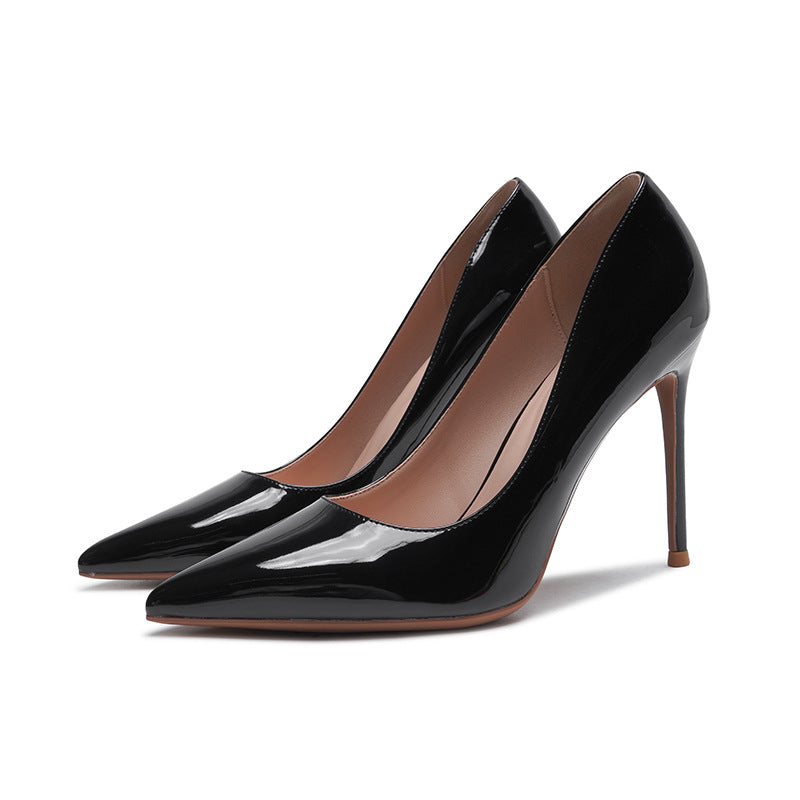 Low-cut Stiletto Heels In Glossy Patent Leather For Women - BMYANY
