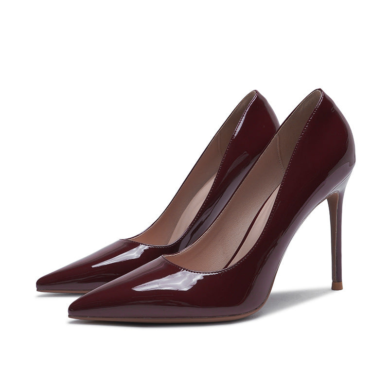 Low-cut Stiletto Heels In Glossy Patent Leather For Women - BMYANY