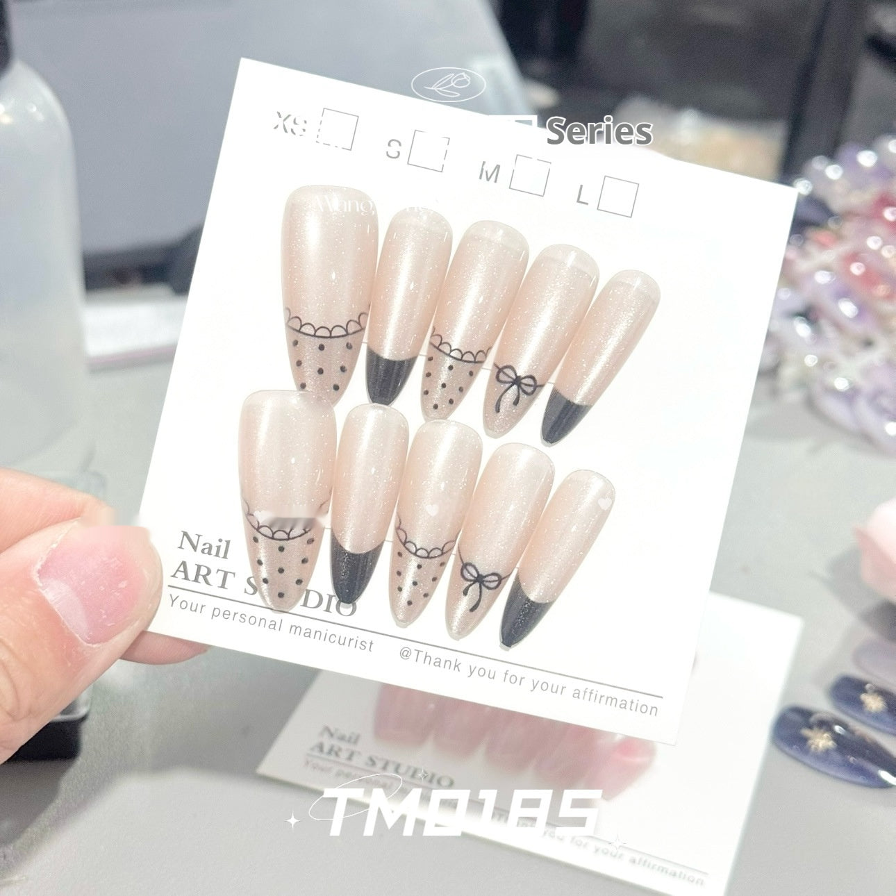 Faux Ongles Dentelle Nœud Œil de chat Pois Pure Désir - BMYANY