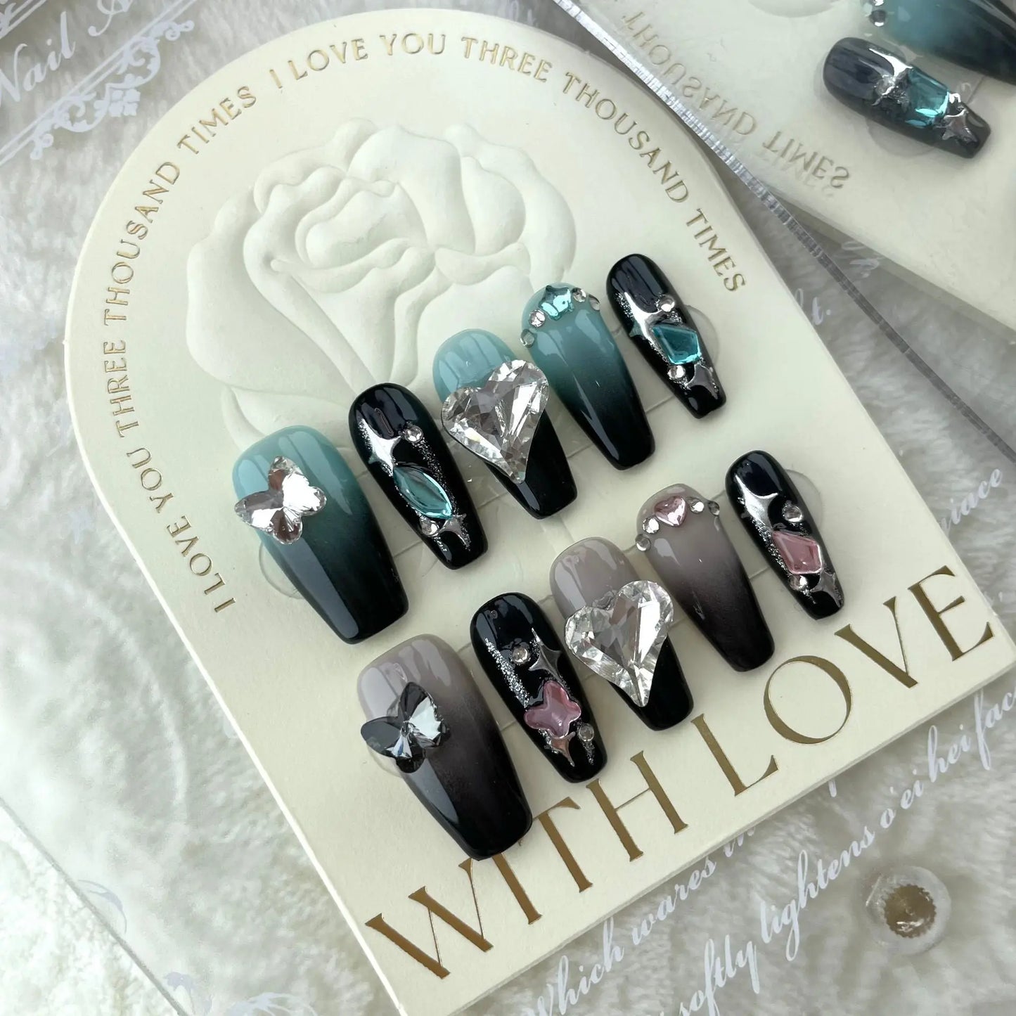Faux Ongles Longs Faits Main avec Autocollants - Produit Fini - BMYANY