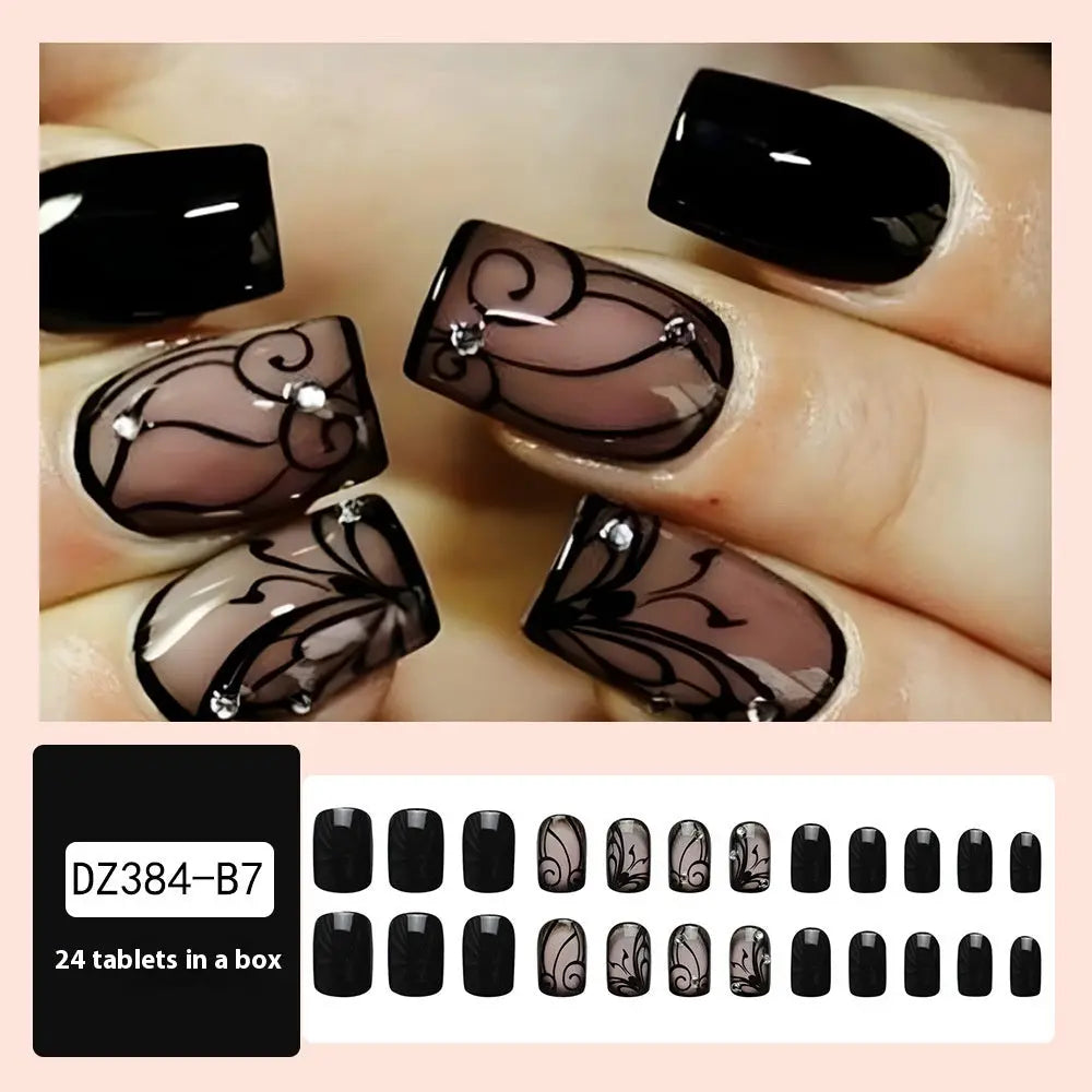 Faux Ongles style Motif sombre Vigne Noire - BMYANY