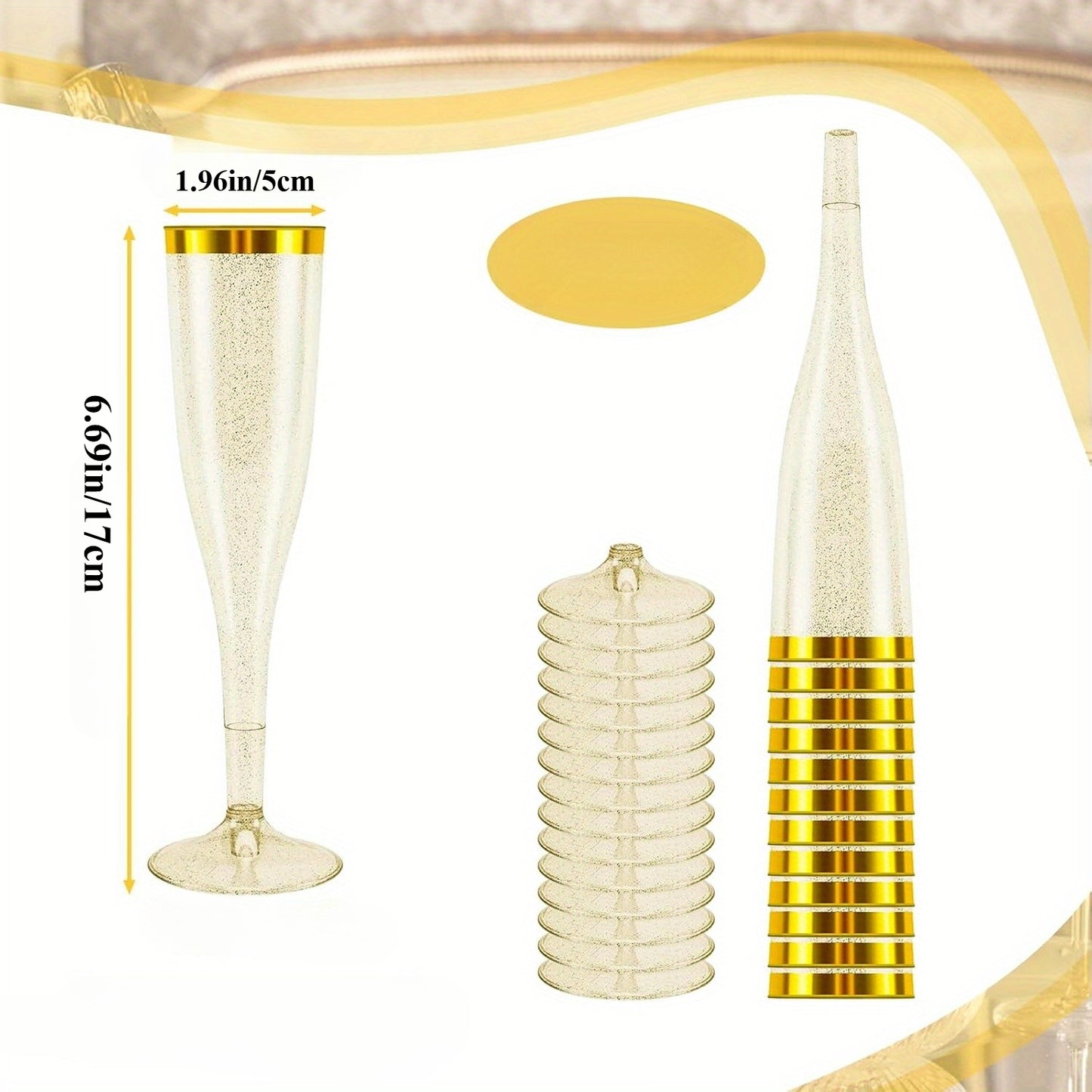 Flûtes à Champagne en Plastique - Lot de 50 Pièces - BMYANY