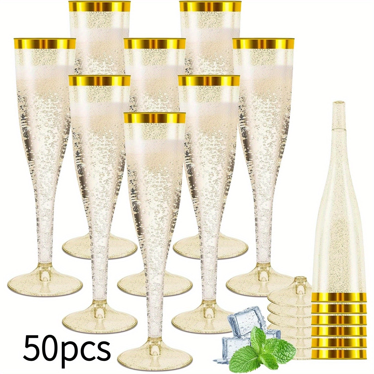 Flûtes à Champagne en Plastique - Lot de 50 Pièces - BMYANY