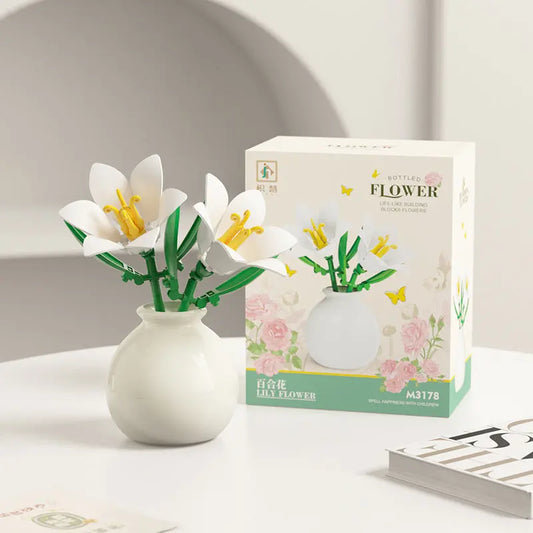 Fleurs en Briques de Construction - Jouet Éducatif Série Vase Décoratif - BMYANY