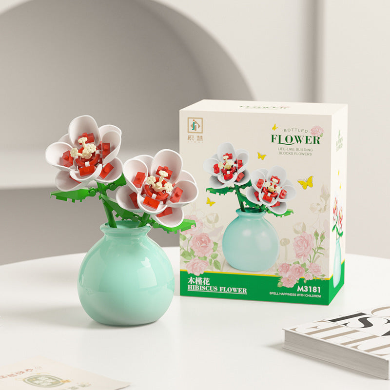 Fleurs en Briques de Construction - Jouet Éducatif Série Vase Décoratif - BMYANY