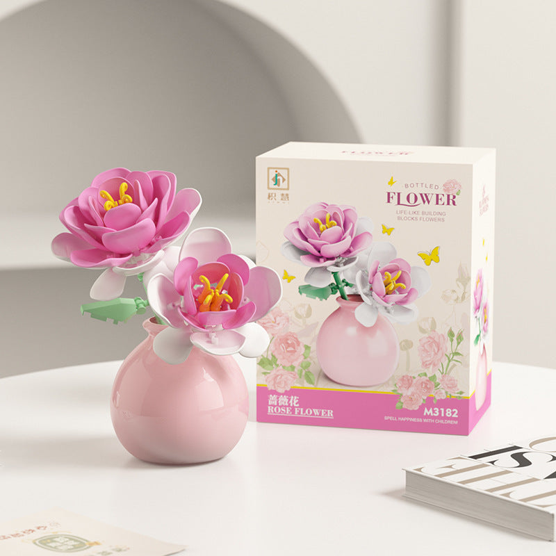 Fleurs en Briques de Construction - Jouet Éducatif Série Vase Décoratif - BMYANY
