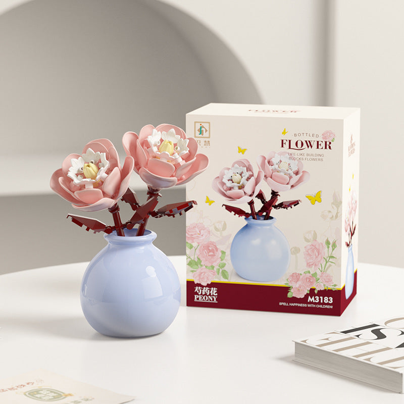 Fleurs en Briques de Construction - Jouet Éducatif Série Vase Décoratif - BMYANY