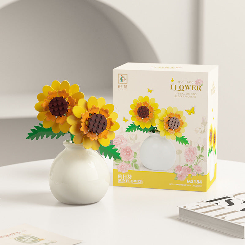 Fleurs en Briques de Construction - Jouet Éducatif Série Vase Décoratif - BMYANY