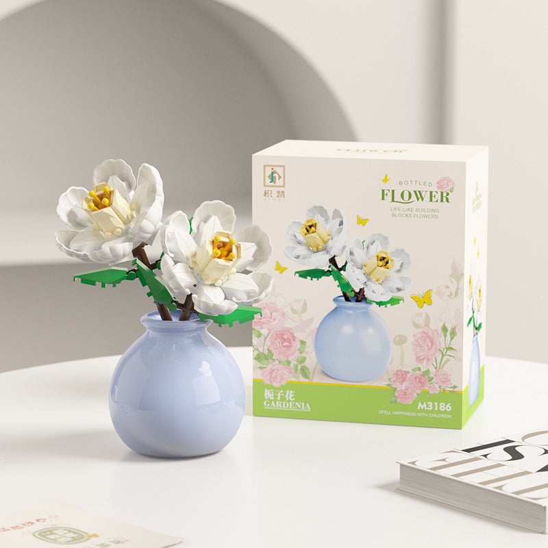 Fleurs en Briques de Construction - Jouet Éducatif Série Vase Décoratif - BMYANY
