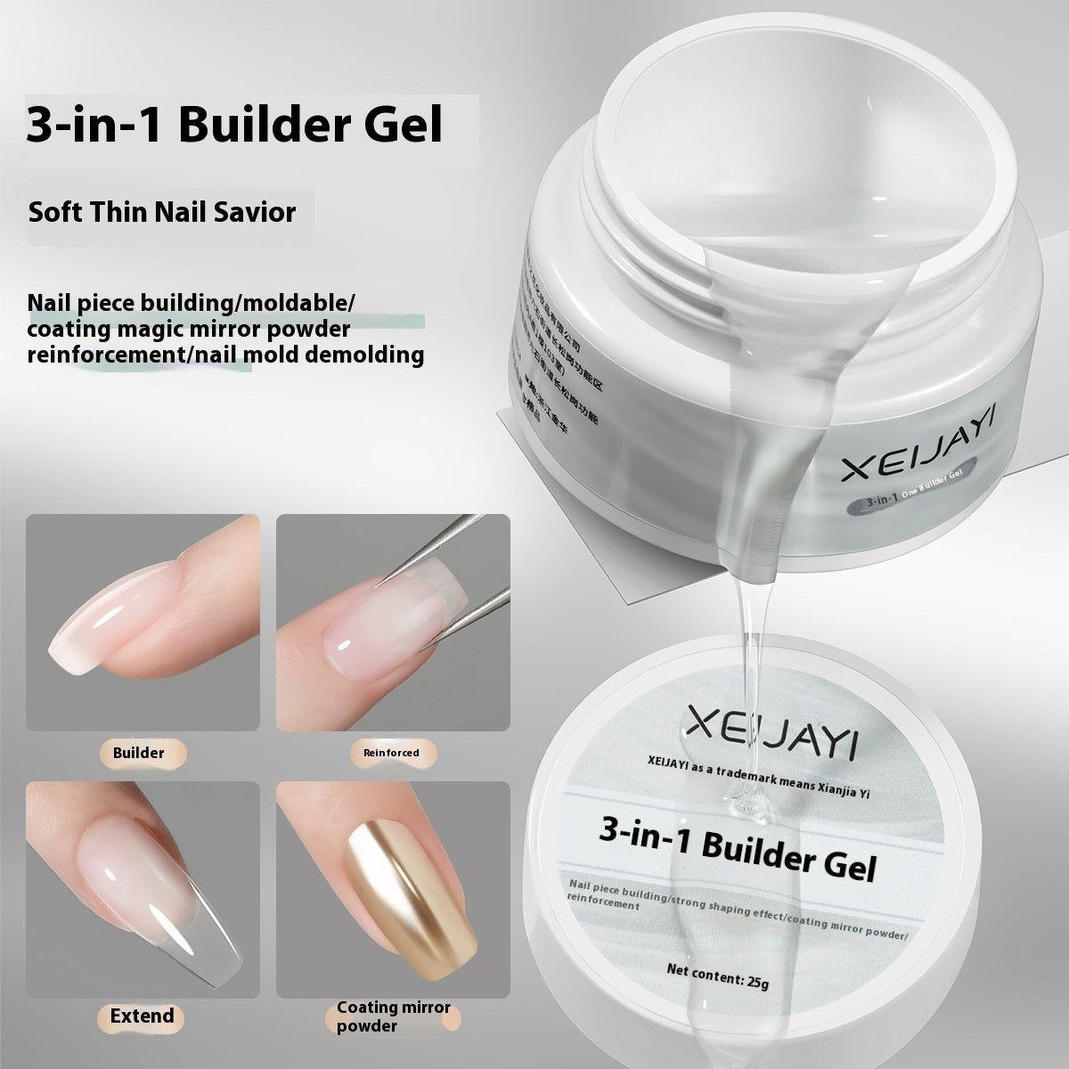 Gel de Construction Ongles Base Renforcement Manucure 25g - BMYANY