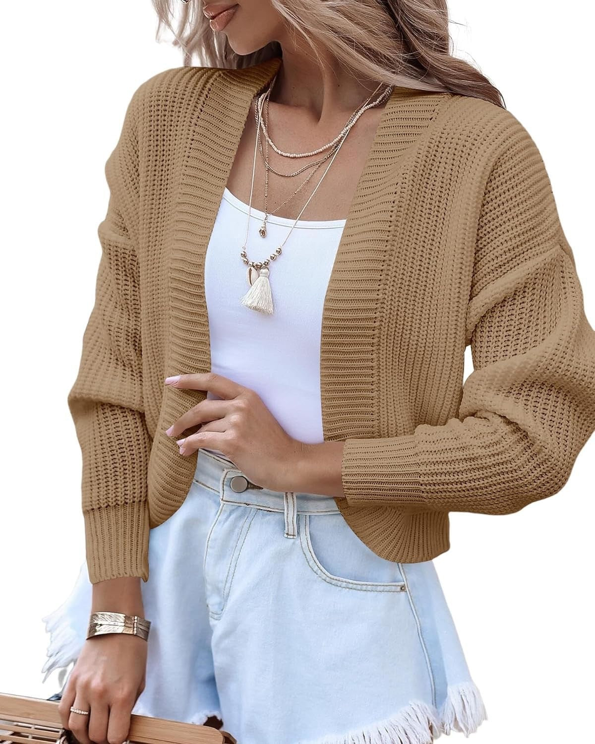 Gilet Cape Court Tricoté pour Femme - Cardigan - BMYANY