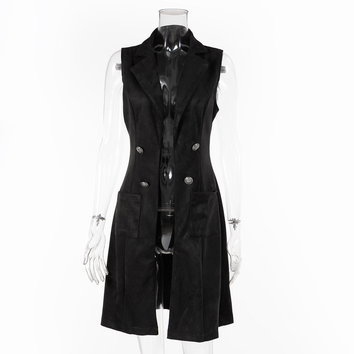Gilet Femme Daim Ajusté Rétro Élégant - BMYANY