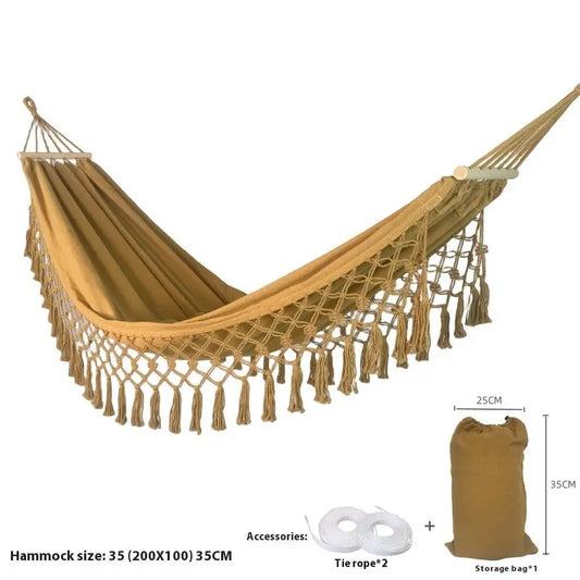 Hamac en Toile avec Bâtons Anti-Basculement - Fournitures Extérieur - BMYANY